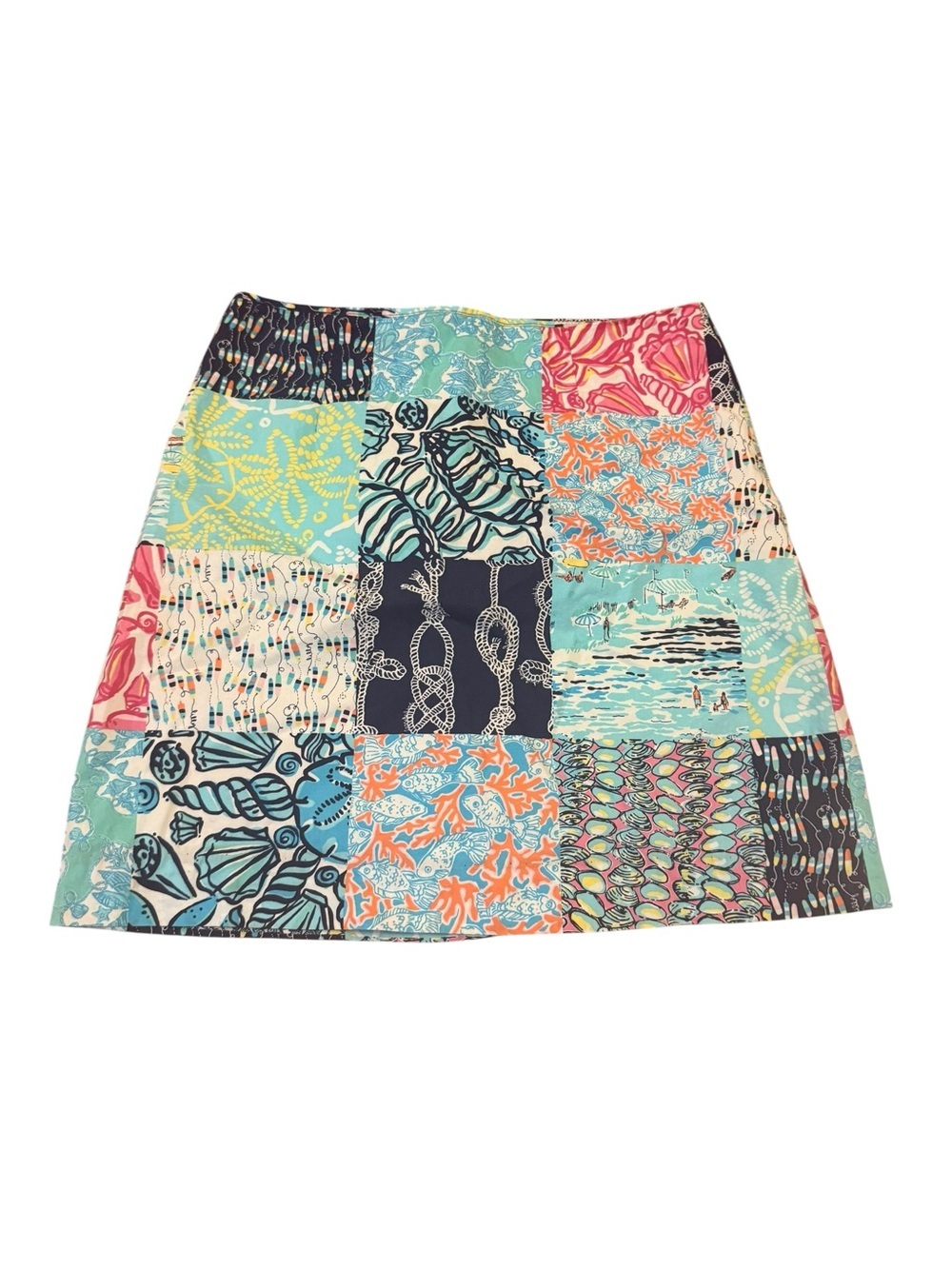 Lilly Pulitzer Patchwork Print Mini Skirt in Aqua & Coral